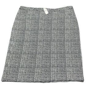 Talbots Women’s Skirt Size 16 Glen Plaid Cotton  Blend Black & White NWT